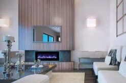 48" Amantii Flush Mount Electric Fireplace W/ Black Glass Surrounding