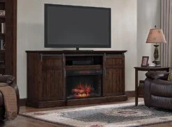 77.8" Cabaret Distressed Oak Infrared Media Electric Fireplace -Electric Radiators Direct 1 100