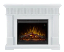 49" Dimplex Jean White Real Logs Media Console Electric Fireplace