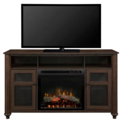 56" Dimplex Xavier Media Console Electric Fireplace With Logs