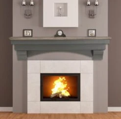 48" / 60" / 72" The Hadley Shelf Or Mantel Shelf - Cottage Gray Distressed Finish -Electric Radiators Direct 1 613