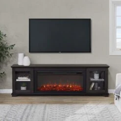 81" Benjamin Weathered Wood TV Stand Electric Fireplace