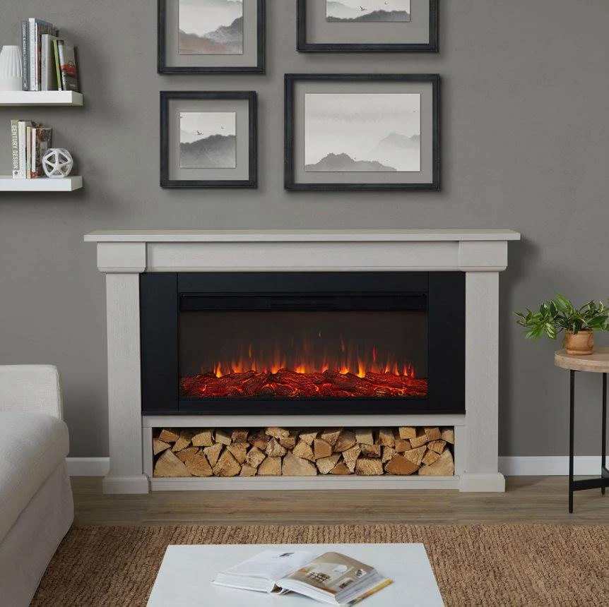 66" Bristow Bone White Electric Fireplace 3 66" Bristow Bone White Electric Fireplace