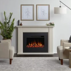 52" Tejon Slim Bone White Electric Fireplace