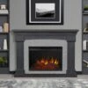 63" Deland Grand Real Flame Gray Stone Electric Fireplace