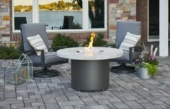 48" White Onyx Beacon Round Gas Fire Pit Table