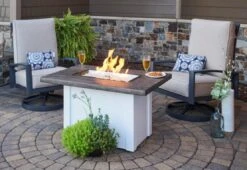 44" Driftwood Havenwood Rectangular Gas Fire Pit Table With White Base