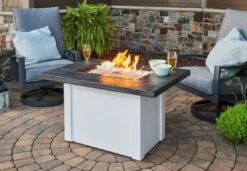 44" Stone Grey Havenwood Rectangular Gas Fire Pit Table With White Base