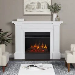 64" Manus White Electric Fireplace