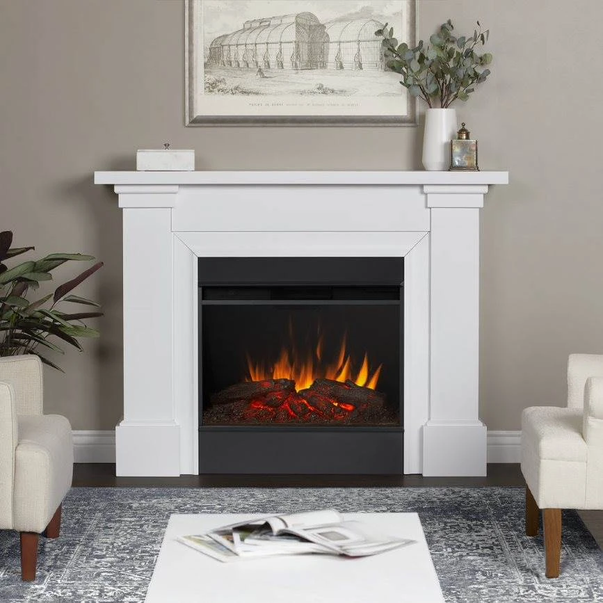 64" Manus White Electric Fireplace 3 64" Manus White Electric Fireplace