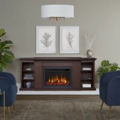 74" Winterset Dark Walnut Electric Fireplace