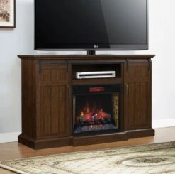 68.25" Manning Saw Cut Espresso Infrared Entertainment Center Electric Fireplace