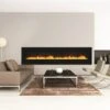 88" Amantii Flush Mount Electric Fireplace W/ Black Glass Surrounding With Log Set 2 88" Amantii Flush Mount Electric Fireplace W/ Black Glass Surrounding With Log Set -Electric Radiators Direct 1. 23
