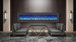 48" Sierra Flush Wall Mount Electric Fireplace W/ Steel Surrounding With Clear Media