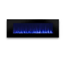 50" DiNatale Black Wall-Mounted Electric Fireplace -Electric Radiators Direct 1330E DiNatalie Front Blue Flames HI RES
