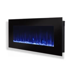 50" DiNatale Black Wall-Mounted Electric Fireplace -Electric Radiators Direct 1330E DiNatalie Side Blue Flames HI RES