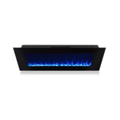 50" DiNatale Black Wall-Mounted Electric Fireplace -Electric Radiators Direct 1330E DiNatalie Top Blue Flames HI RES