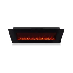 50" DiNatale Black Wall-Mounted Electric Fireplace -Electric Radiators Direct 1330E DiNatalie Top Red Flames HI RES