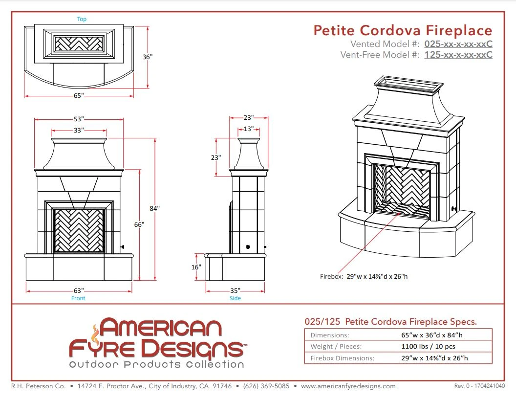 65" Petite Cordova Outdoor Fireplace 4 65" Petite Cordova Outdoor Fireplace - Image 2