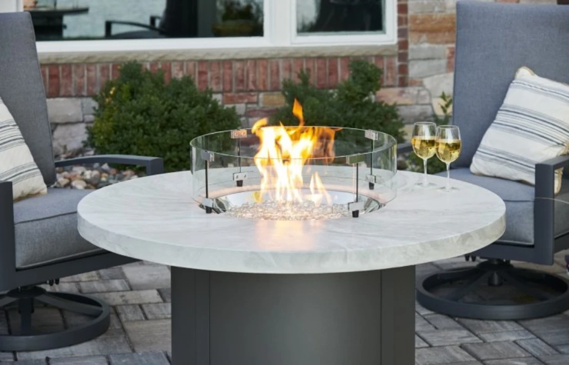 48" White Onyx Beacon Round Gas Fire Pit Table 5 48" White Onyx Beacon Round Gas Fire Pit Table - Image 3