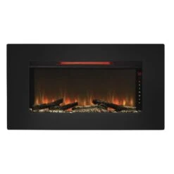 36'' Elysium Black Infrared Quartz Wall Electric Fireplace -Electric Radiators Direct 36II100GRG Front20view Product20shot C ash Red20flame