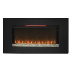 36'' Elysium Black Infrared Quartz Wall Electric Fireplace -Electric Radiators Direct 36II100GRG Front20view Product20shot E stone Red20flame