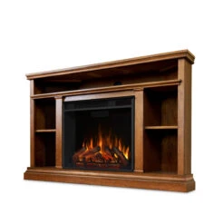 50.75" Churchill Oak Entertainment Center Corner Electric Fireplace -Electric Radiators Direct 3750E O Hero