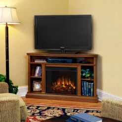50.75" Churchill Oak Entertainment Center Corner Electric Fireplace
