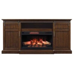 77.8" Cabaret Distressed Oak Infrared Media Electric Fireplace