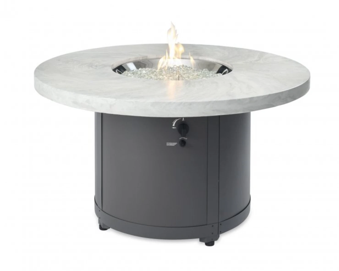 48" White Onyx Beacon Round Gas Fire Pit Table 6 48" White Onyx Beacon Round Gas Fire Pit Table - Image 4