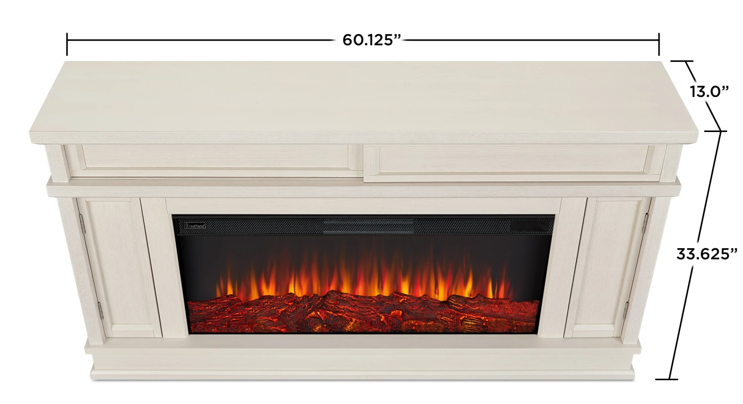 60" Torrey Bone White Electric Fireplace 8 60" Torrey Bone White Electric Fireplace - Image 6