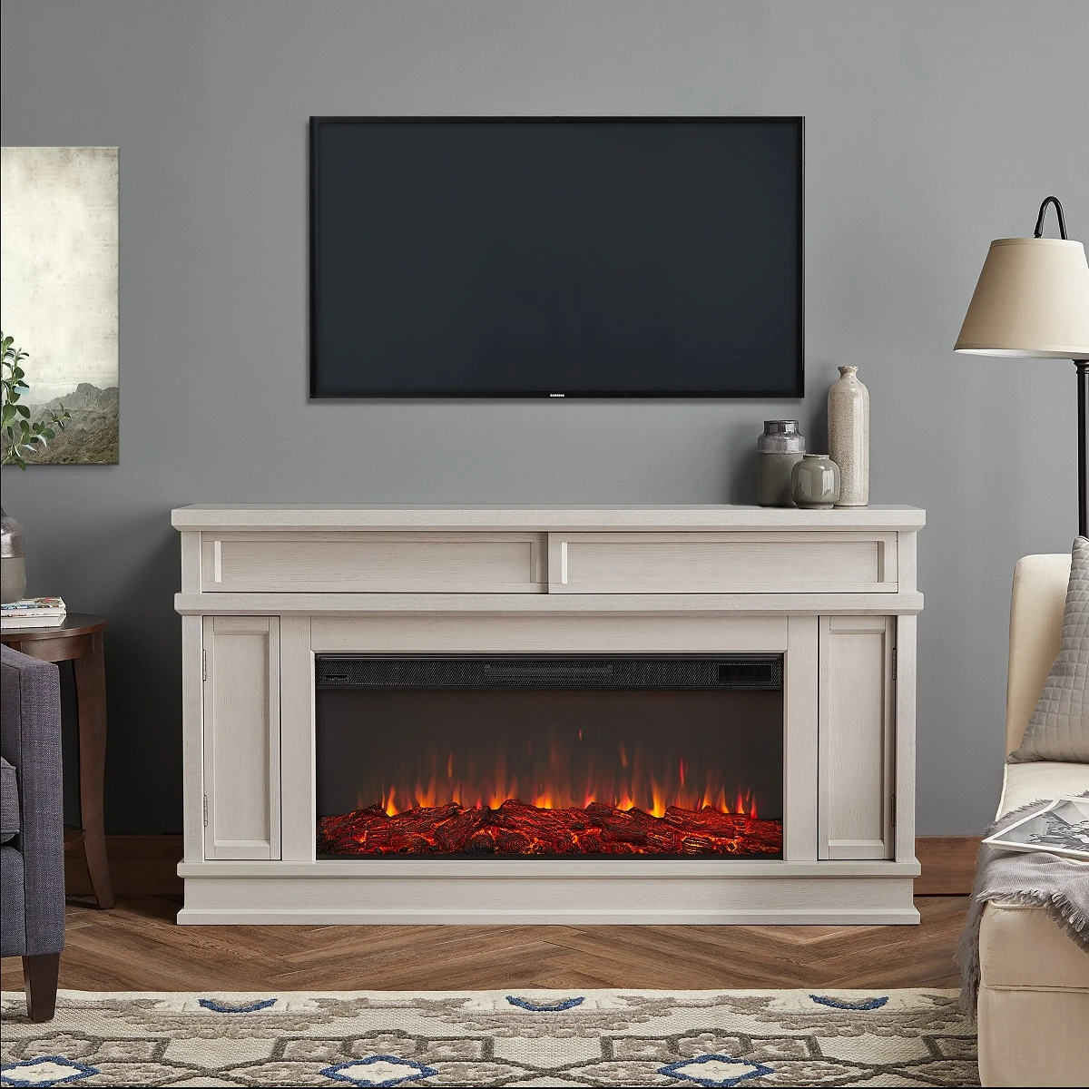 60" Torrey Bone White Electric Fireplace 3 60" Torrey Bone White Electric Fireplace