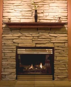 48" / 60" / 72" The Antique Finish Homestead Mantel Shelf - Antique -Electric Radiators Direct 41820Homestead20Antique20Finish20Lifestyle20Stone