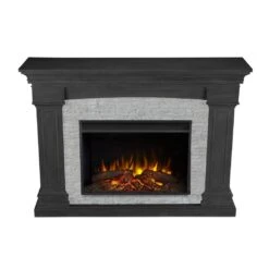 63" Deland Grand Real Flame Gray Stone Electric Fireplace -Electric Radiators Direct 5 326