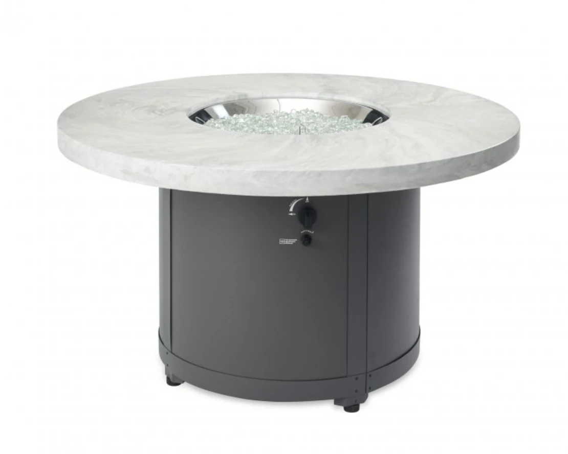 48" White Onyx Beacon Round Gas Fire Pit Table 7 48" White Onyx Beacon Round Gas Fire Pit Table - Image 5