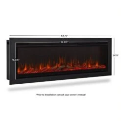 65" Wall Mounted Recessed Electric Fireplace Insert -Electric Radiators Direct 5 345