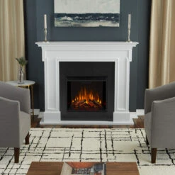 54" Thayer White Electric Fireplace