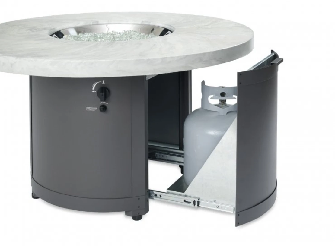 48" White Onyx Beacon Round Gas Fire Pit Table 9 48" White Onyx Beacon Round Gas Fire Pit Table - Image 7