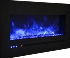 48" Sierra Flush Wall Mount Electric Fireplace W/ Steel Surrounding With Clear Media -Electric Radiators Direct 7 74