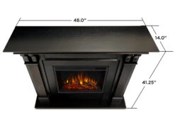 48" Ashley Black Electric Fireplace -Electric Radiators Direct 7100E BW Dims