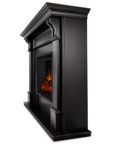 48" Ashley Black Electric Fireplace -Electric Radiators Direct 7100E BW Side