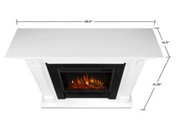 48" Ashley White Electric Fireplace -Electric Radiators Direct 7100E W DIMS