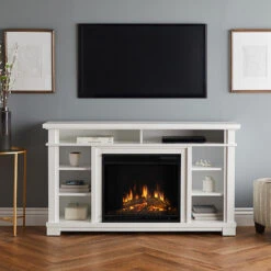 56" Belford White Media Electric Fireplace