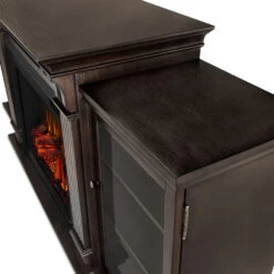 67" Calie Dark Walnut Entertainment Center Electric Fireplace -Electric Radiators Direct 7720E DW Corner
