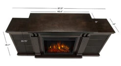 67" Calie Dark Walnut Entertainment Center Electric Fireplace -Electric Radiators Direct 7720E DW DIMS
