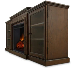 72" Frederick Chestnut Oak Entertainment Center Electric Fireplace -Electric Radiators Direct 7740E CO Side