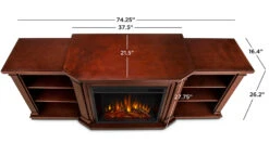 75.5" Valmont Dark Mahogany Entertainment Center Electric Fireplace -Electric Radiators Direct 7930E DM Dims