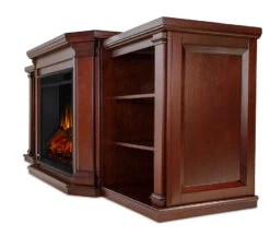 75.5" Valmont Dark Mahogany Entertainment Center Electric Fireplace -Electric Radiators Direct 7930E DM Side