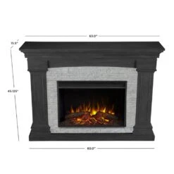 63" Deland Grand Real Flame Gray Stone Electric Fireplace -Electric Radiators Direct 8 134