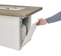 44" Driftwood Havenwood Rectangular Gas Fire Pit Table With White Base -Electric Radiators Direct 8 142